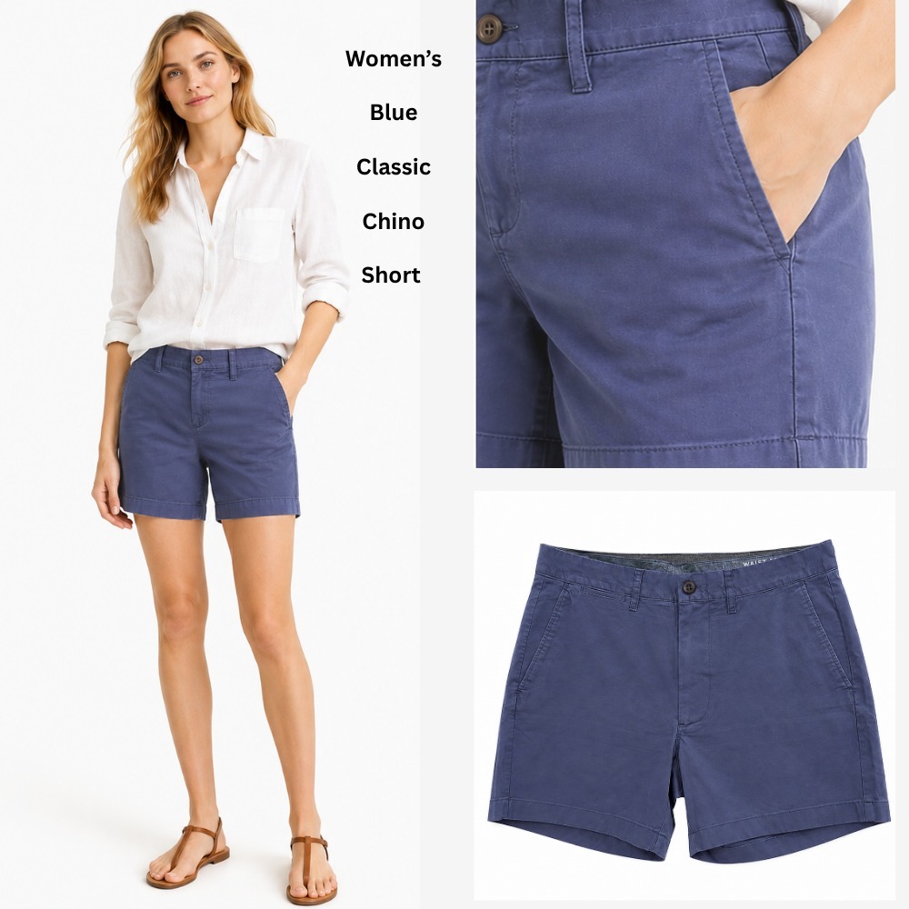 กางเกงขาสั้นผู้หญิง (JCREW37 CHINO PREPPYBLUE SHORT)