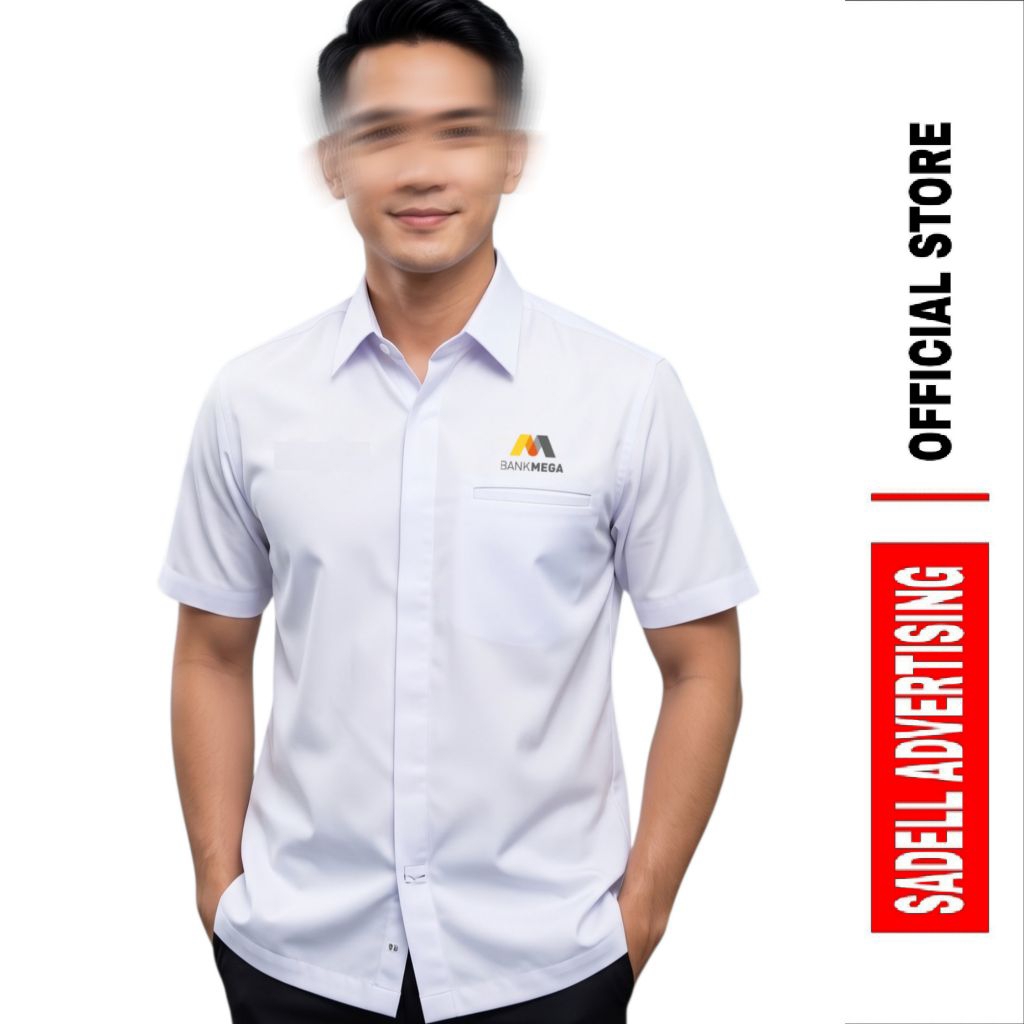 KEMEJA BANK MEGA เสื้อแขนสั้น / BANK MEGA เสื้อทํางาน / BANK MEGA Drill Premium Uniform