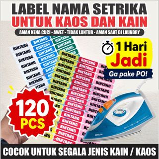 SP139 Sticker Nama Label Printing Isi 120 Pcs Untuk di Kain / Kaos Sablon Setrika Gratis Custom Nama - Label DTF bisa ditempel - Isi Lebih Banyak - Varian Huruf Lebih Banyak
