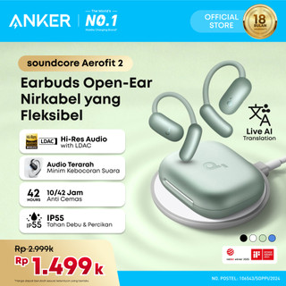 Soundcore by Anker AeroFit 2 V20i OWS Hi-Res Wireless Audio AI Translation LDAC Bluetooth 5.4 IP55 AI Clear Calls Open Ear Adjustable Ear Hooks Snug Fit and Rich Bass - A3874 / A3876