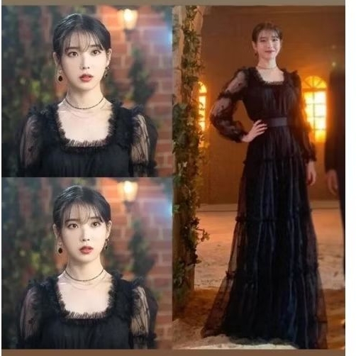 IU HOTEL DEL LUNA OUTFIT / DRESS / LONG DRESS BLACK BRUKAT BLACK GRADUATION KARTINI GRADUATION BRIDE
