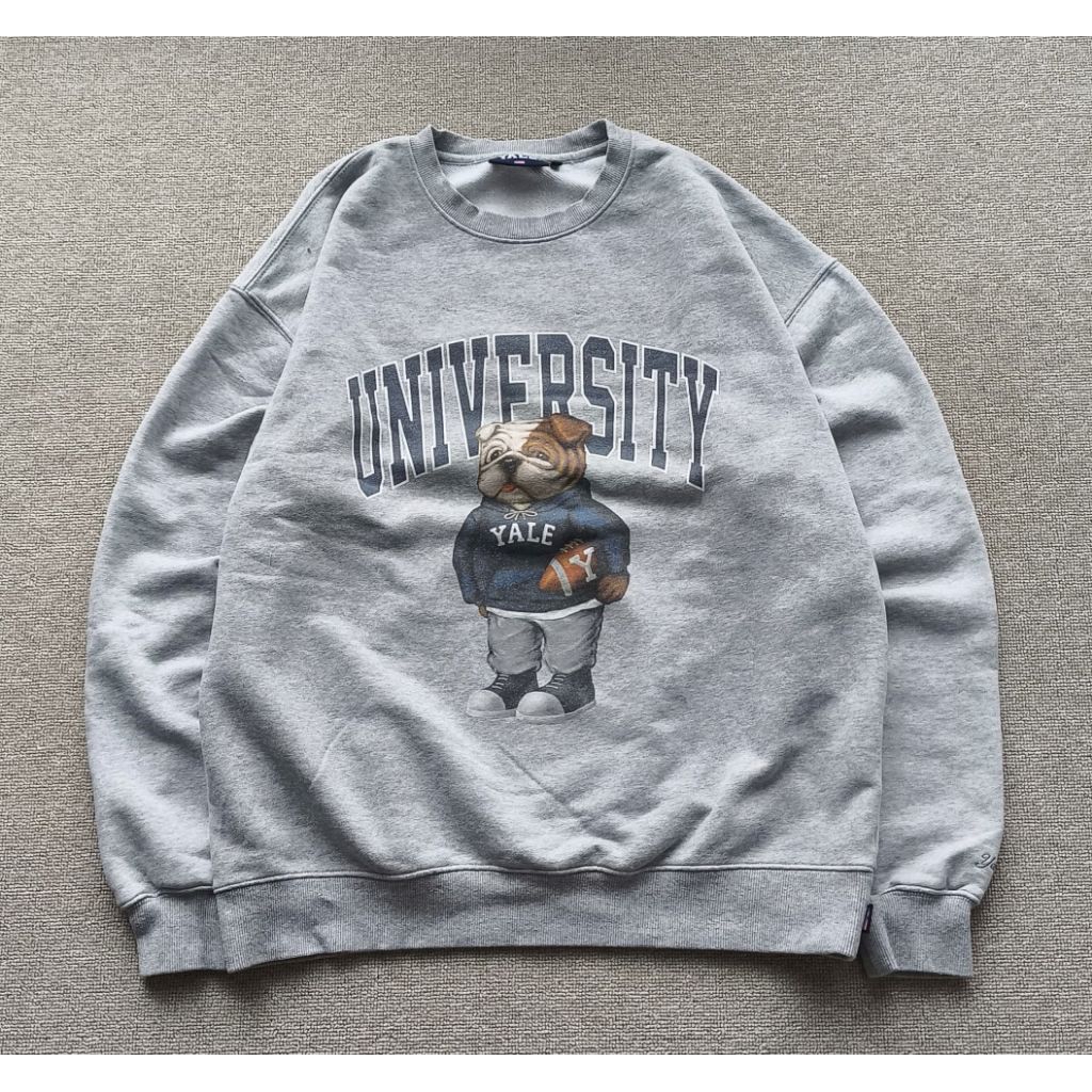 YALE UNIVERSITY โลโก้ CREWNECK SWEATSHIRT สีเทา SZ XL
