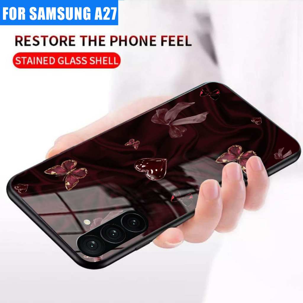 ล่าสุด Glass Case 2026 สําหรับ Samsung A27 เคสเคลือบเงาสําหรับ Samsung A27 สําหรับ Samsung A27 แก้ว 