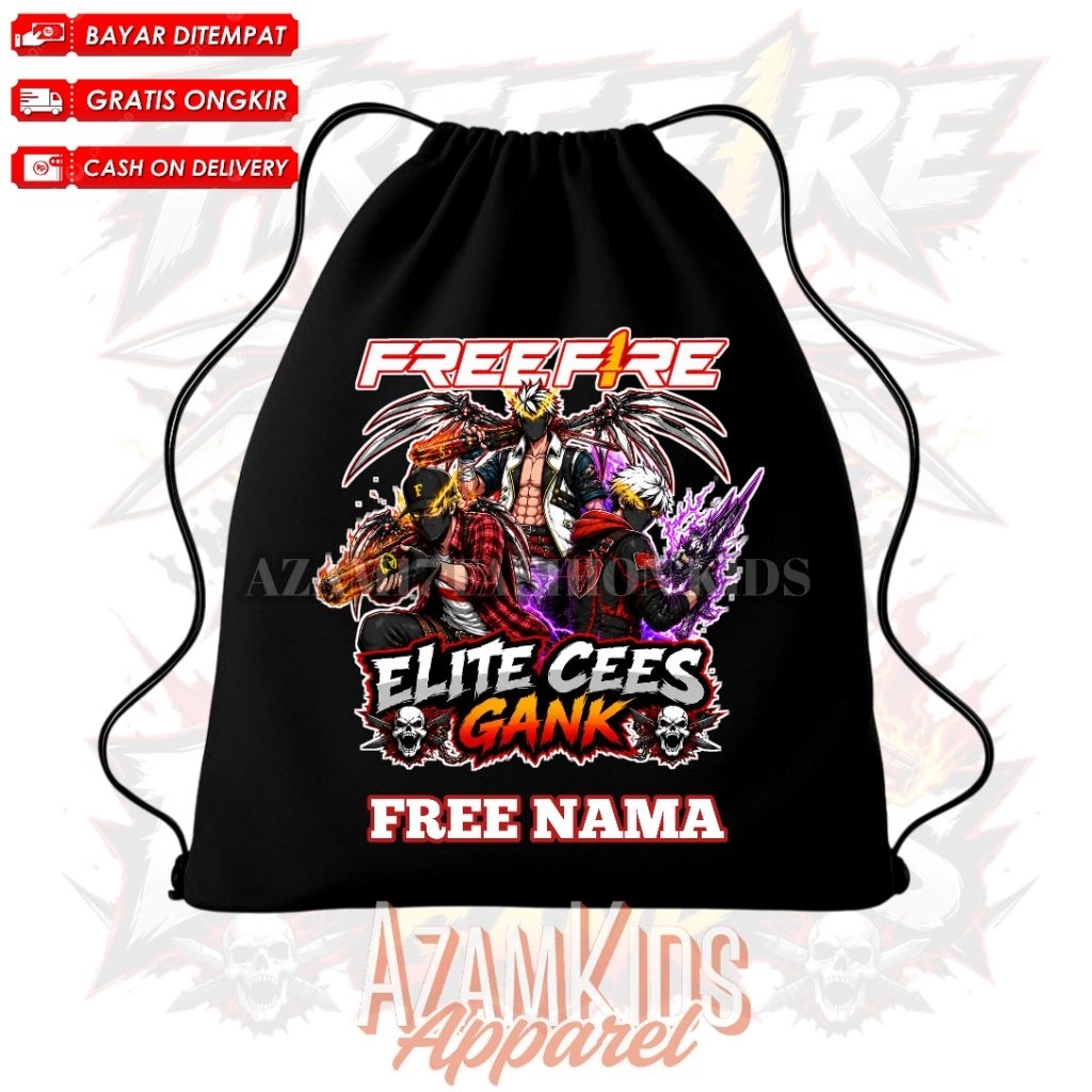 FF FREE FIRE ELITE CEES GANK CHILDRENS STRING BAG / LATEST FF CHARACTER CORDURA CHILDRENS BACKPACK D