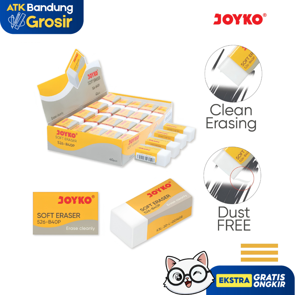 Joyko Eraser 526 B40P White Small White Stip Eraser