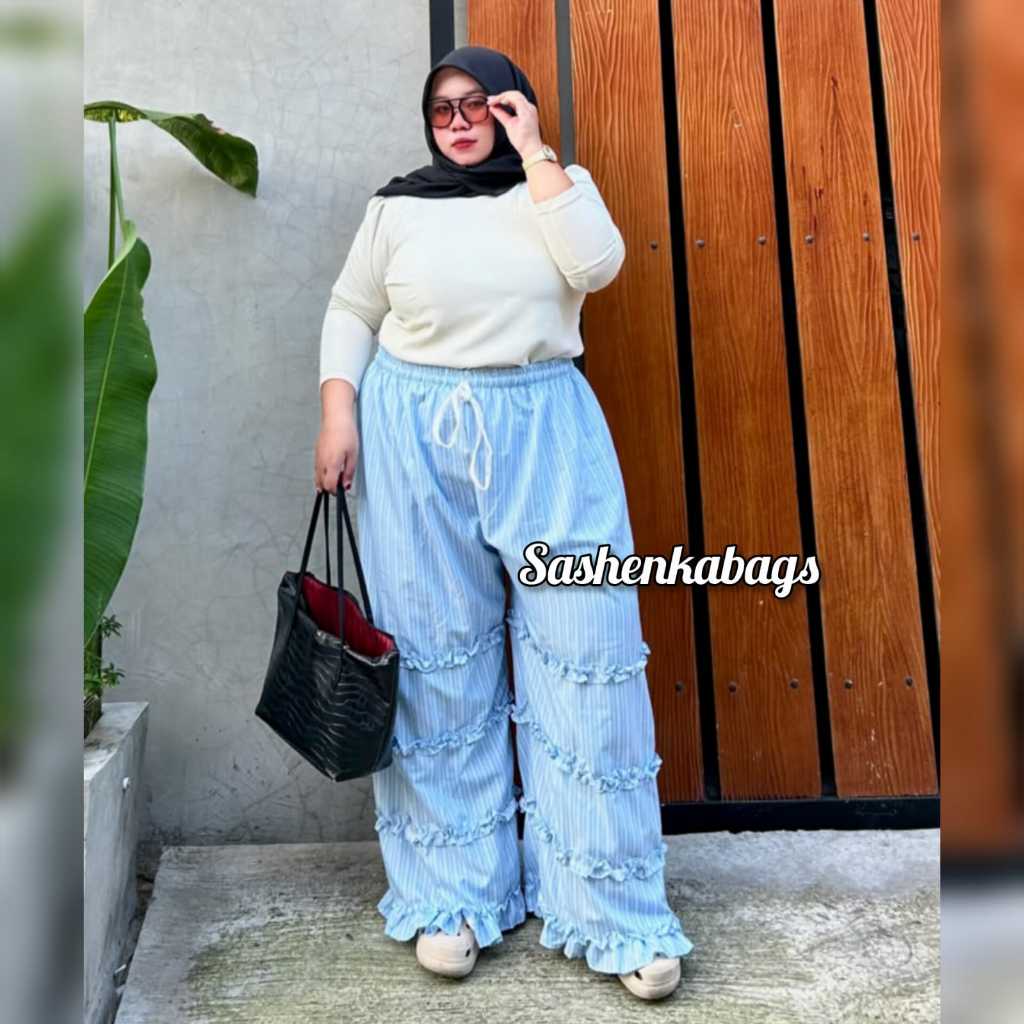 SASH - Poppy Tassel Pants - Ruffle Stripes Everyday Pants