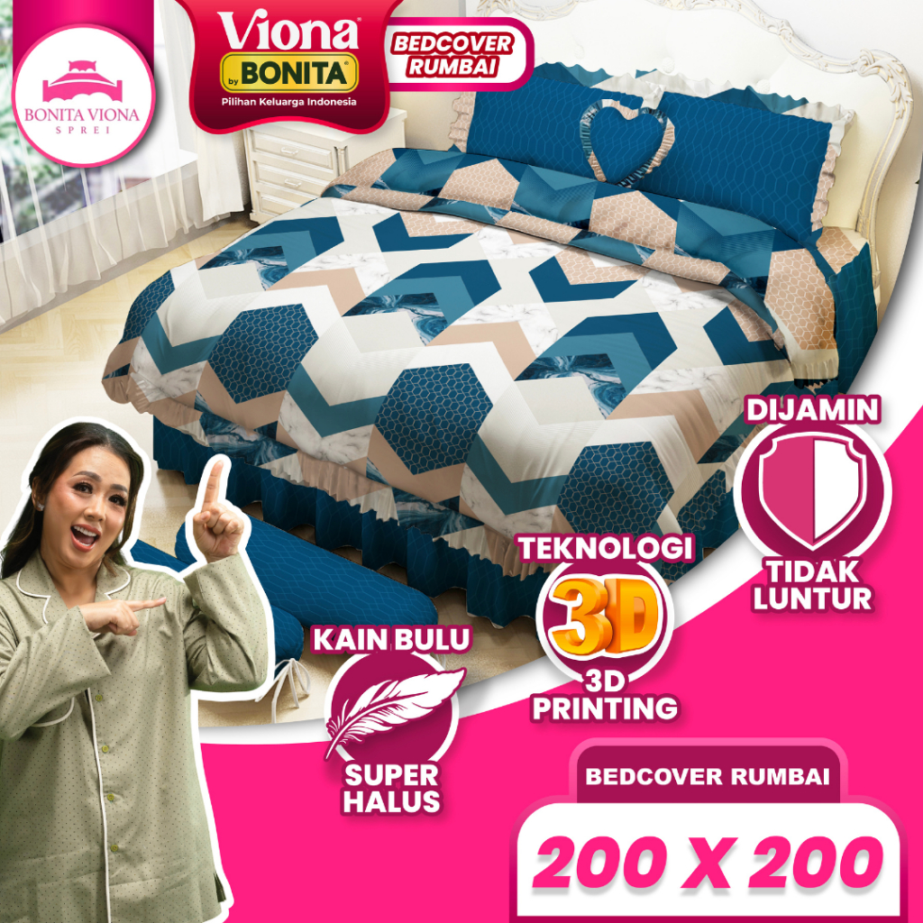 BONITA VIONA 180X200 KING SIZE TASSEL BEDCOVER SET AESTHETIC MOTIF BED SHEETS BABY BED SHEETS