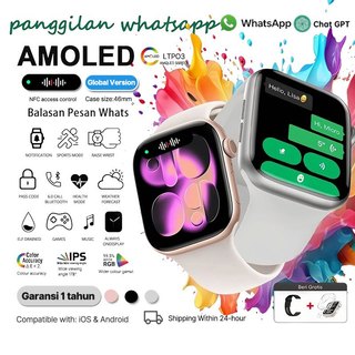 [Free Strap] KIRO S11 Pro smart Watch | WhatsApp Reply | IP67 Tahan Air | AI Smartwatch | Bluetooth 6.0 Calls| 2.08” OLED Display | ChatGPT | All Workout Management system| 480 hours Battery life | for Android iOS | Garansi Resmi 1 Tahun