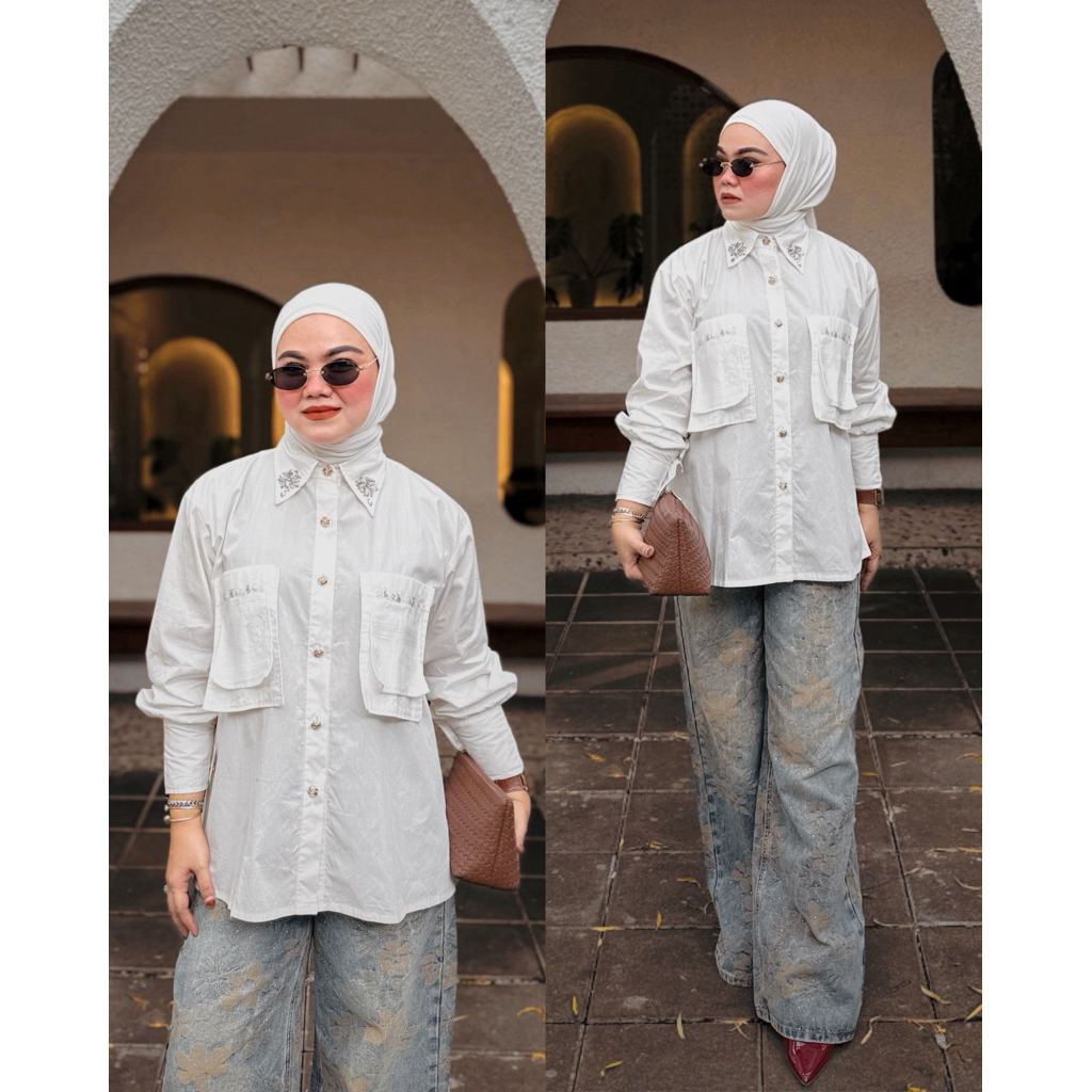 KEMEJA B5660 เสื้อเชิ้ต Mote สีขาว