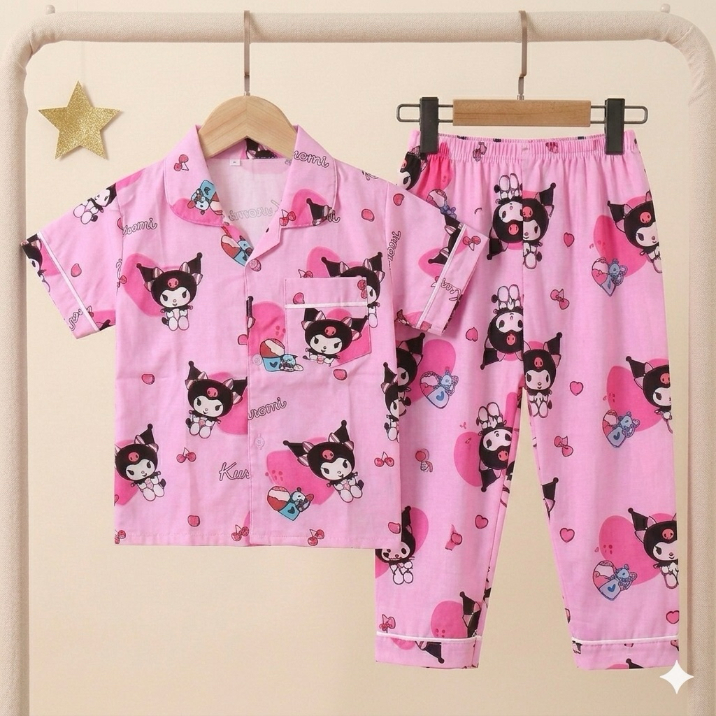 KUROMI MOTIF CHILDRENS PAJAMAS / CHILDRENS SLEEPINGWEAR / CHILDRENS SUITS