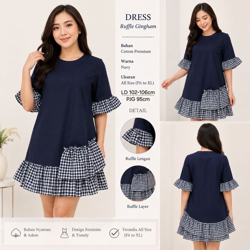 BIANCA DRESS • WOMAN DRESS • SCUBA ผสม COTTON LD 102cm