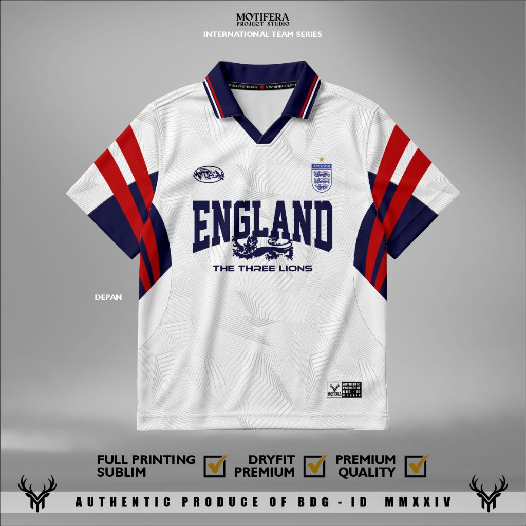 เสื้อฟุตบอลอังกฤษ England Olympic World Cup World Cup Vintage Unisex T-Shirt Top for Kids to Big Siz