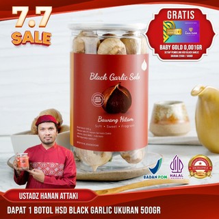 HSD Black Garlic 500 Gr Bawang Hitam Premium BPOM Halal Rempah Sehat Fermentasi 90 Hari