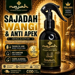 Parfum Sajadah Aroma Arab Najah Prayer Mat Spray Kasturi 100ml 250ml Non Alkohol Premium - Parfum Karpet Gorden Sofa Arab Nabawi Anti Bakteri Mengandung Air Zamzam