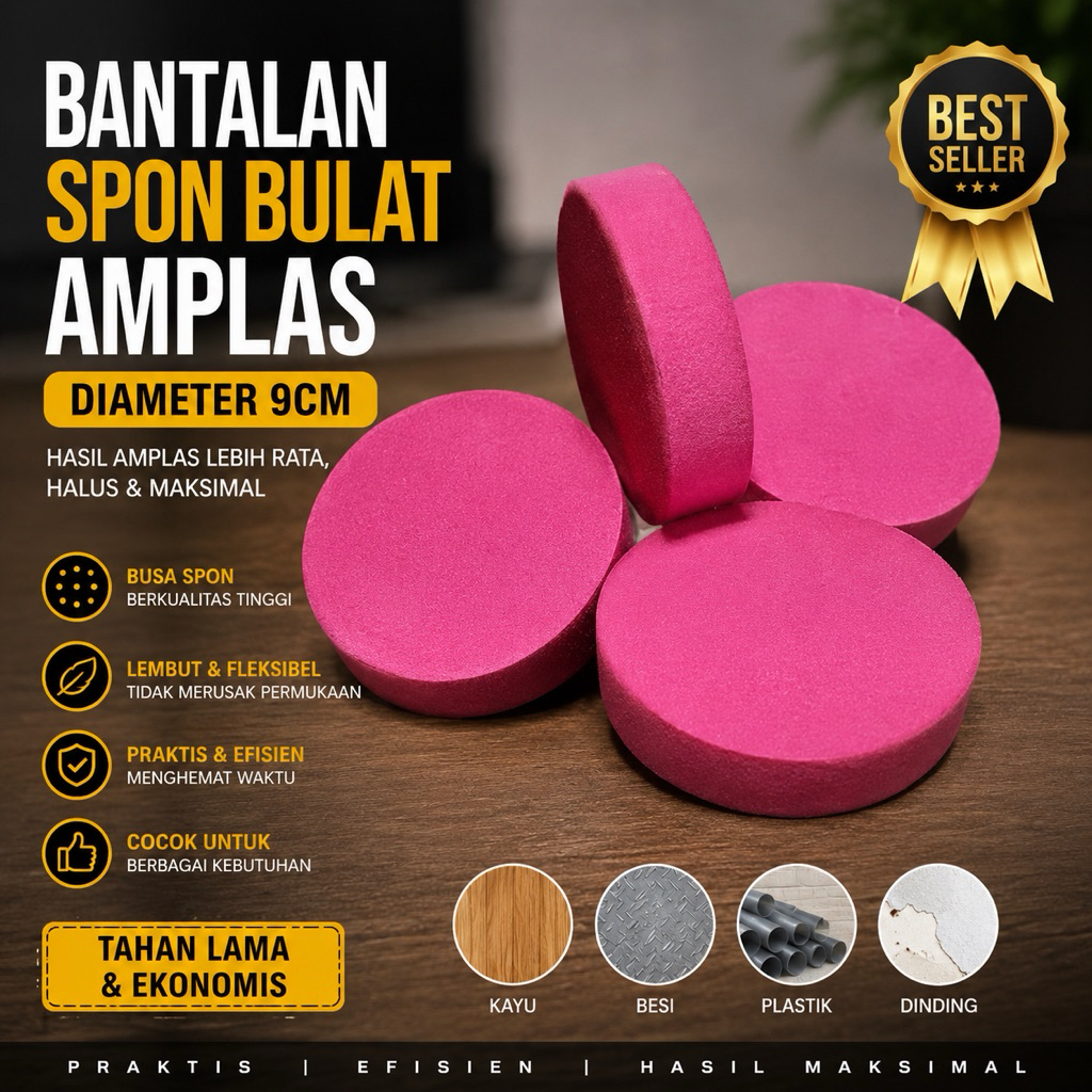 ROUND SANDPAPER CUSHION SPONGE 9CM DIAMETER