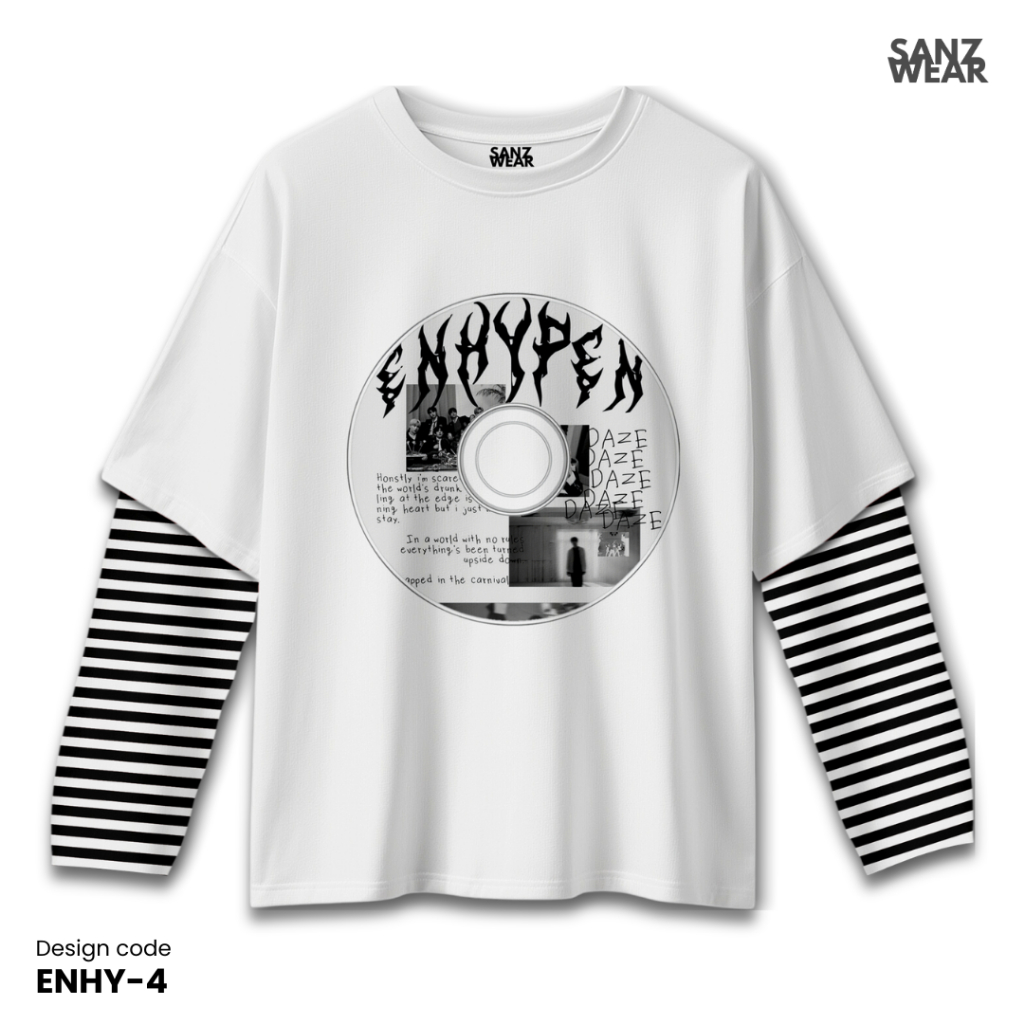 SANZ ENHYPEN เสื้อเชิ้ตลายทาง OVERSIZE สองชั้น | ผ้าฝ้ายหวี 24s แขนยาวระดับพรีเมียม ENHYPEN-4