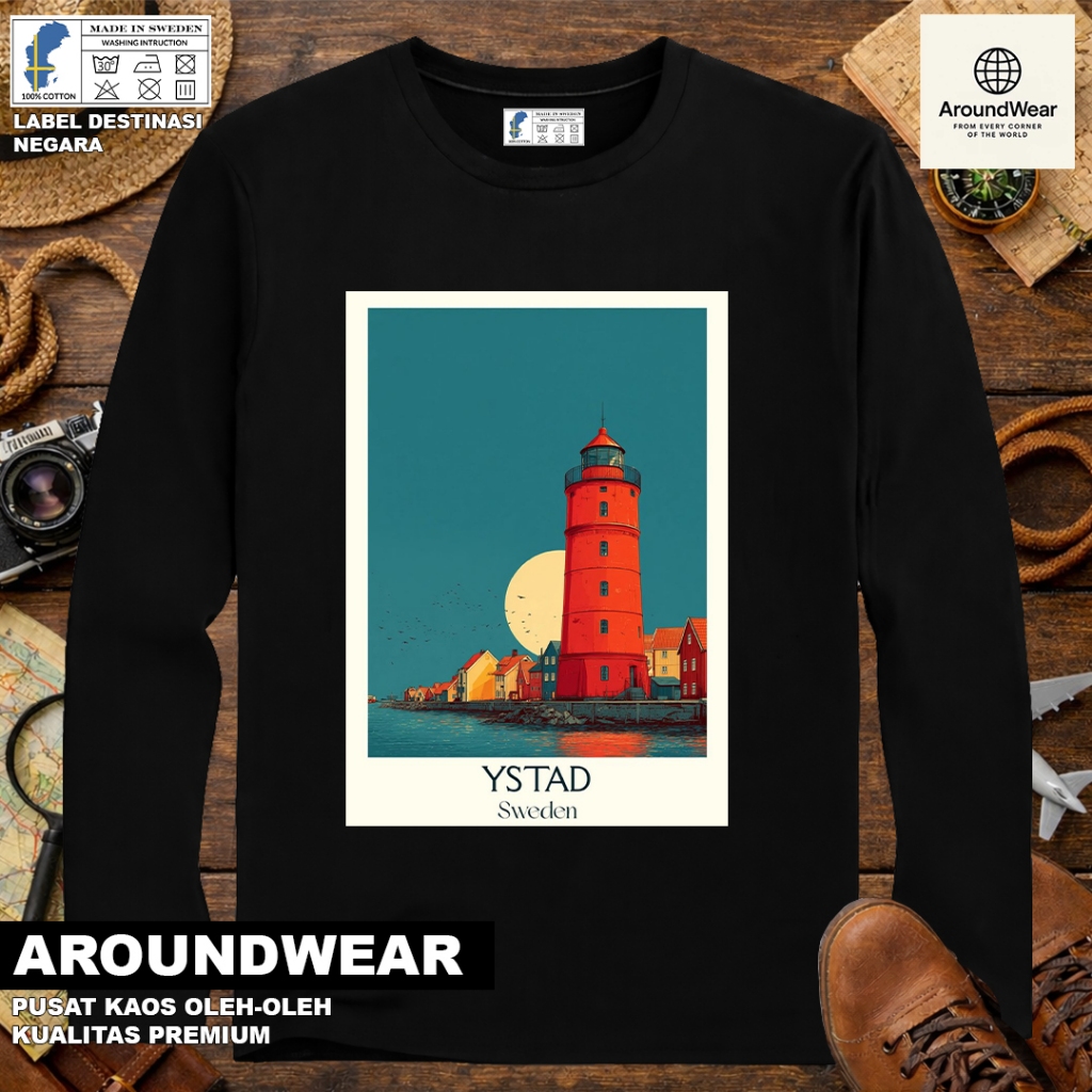 เสื้อยืด LONG-SLEEVED BY SWEDEN 19 WITH ASAL SWEDEN STATE TAG SOUVENIR ของขวัญพรีเมี่ยม