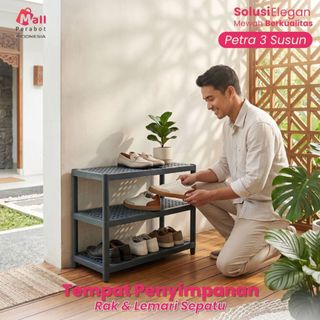 Mall Perabot | Rak Sepatu Petra Plastik Susun Minimalis Serbaguna Tempat Penyimpanan Sandal Kokoh Anti Karat 3 4 6 Tingkat