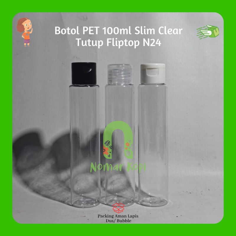 ขวดใสบางขนาด 100 มล. พร้อมฝา Fliptop N24