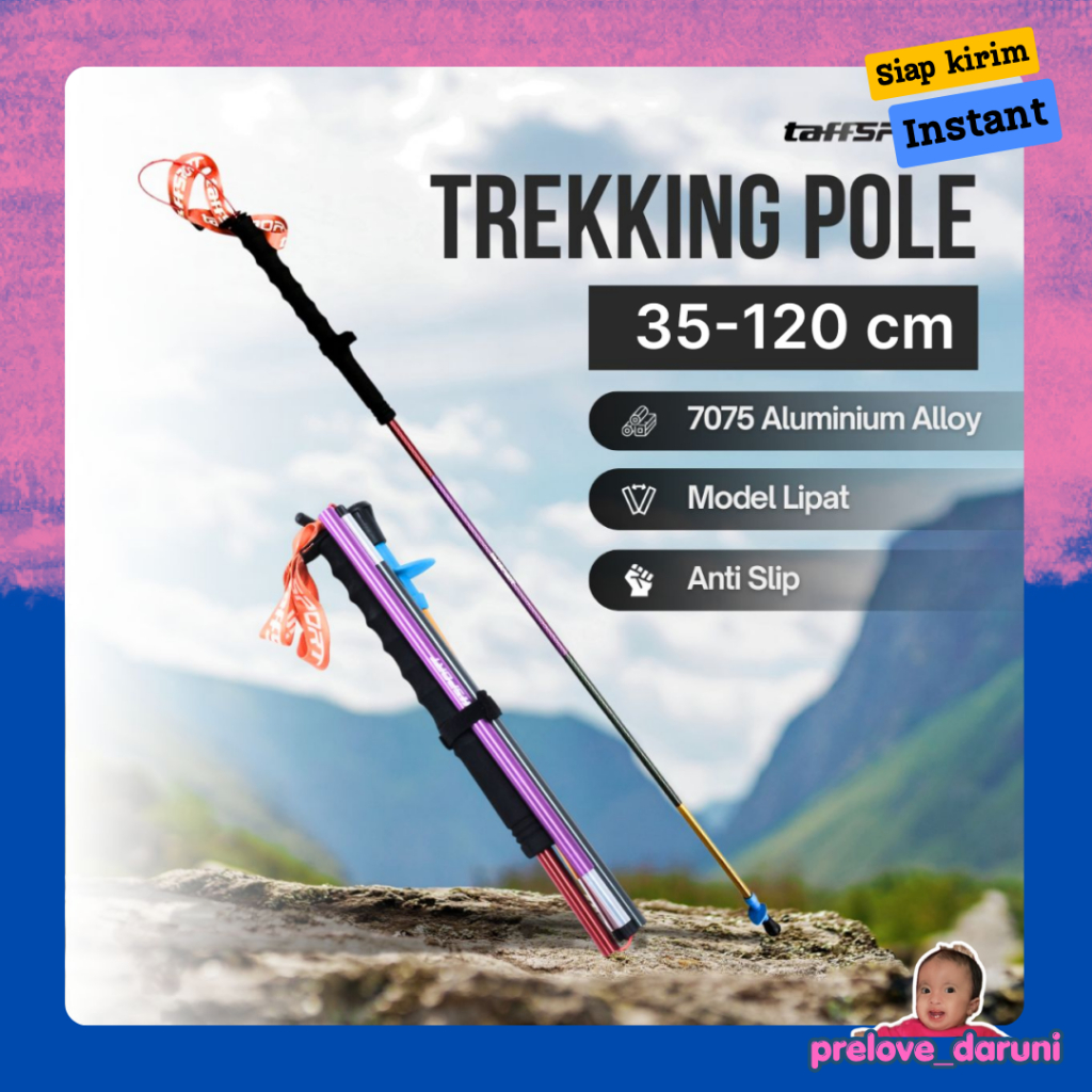 Taffisport ไม้เท้าเดินป่าแบบพับได้ Trekking Pole 7075 อลูมิเนียม 120 ซม. - 7075 - หลากสี