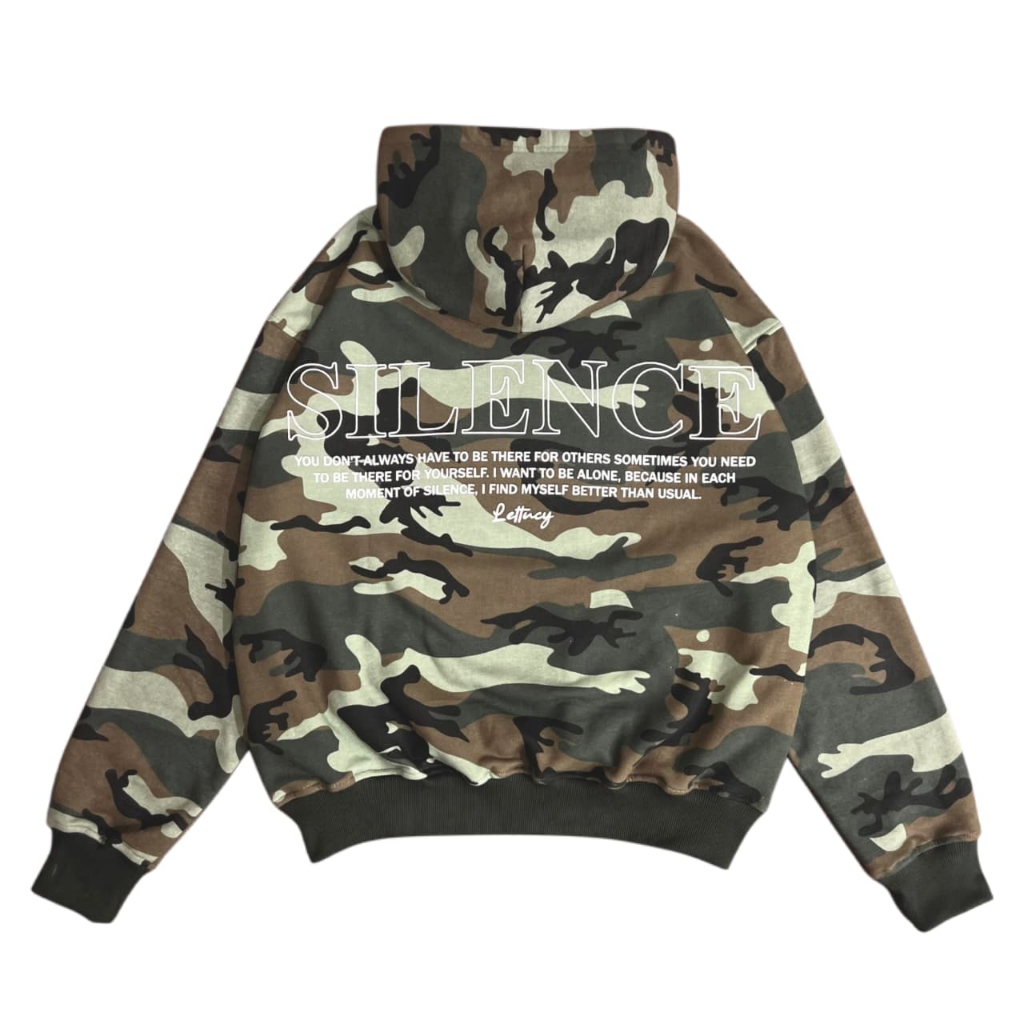 Letstucy Hoodie Boxy Fleece Cotton Cvc [ Hoodie Boxy Silence Army