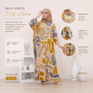Daster dress midi dress motif kekinian tangan 3/4 katun rayon panjang wanita bumil busui friendly