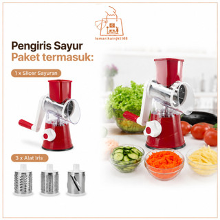 Alat Pemarut/pengiris Sayur/buah Putar Tangan 3 In 1 Bahan Plastik+stainless Steel alat pengiris sayur buah putar| penggiling bumbu