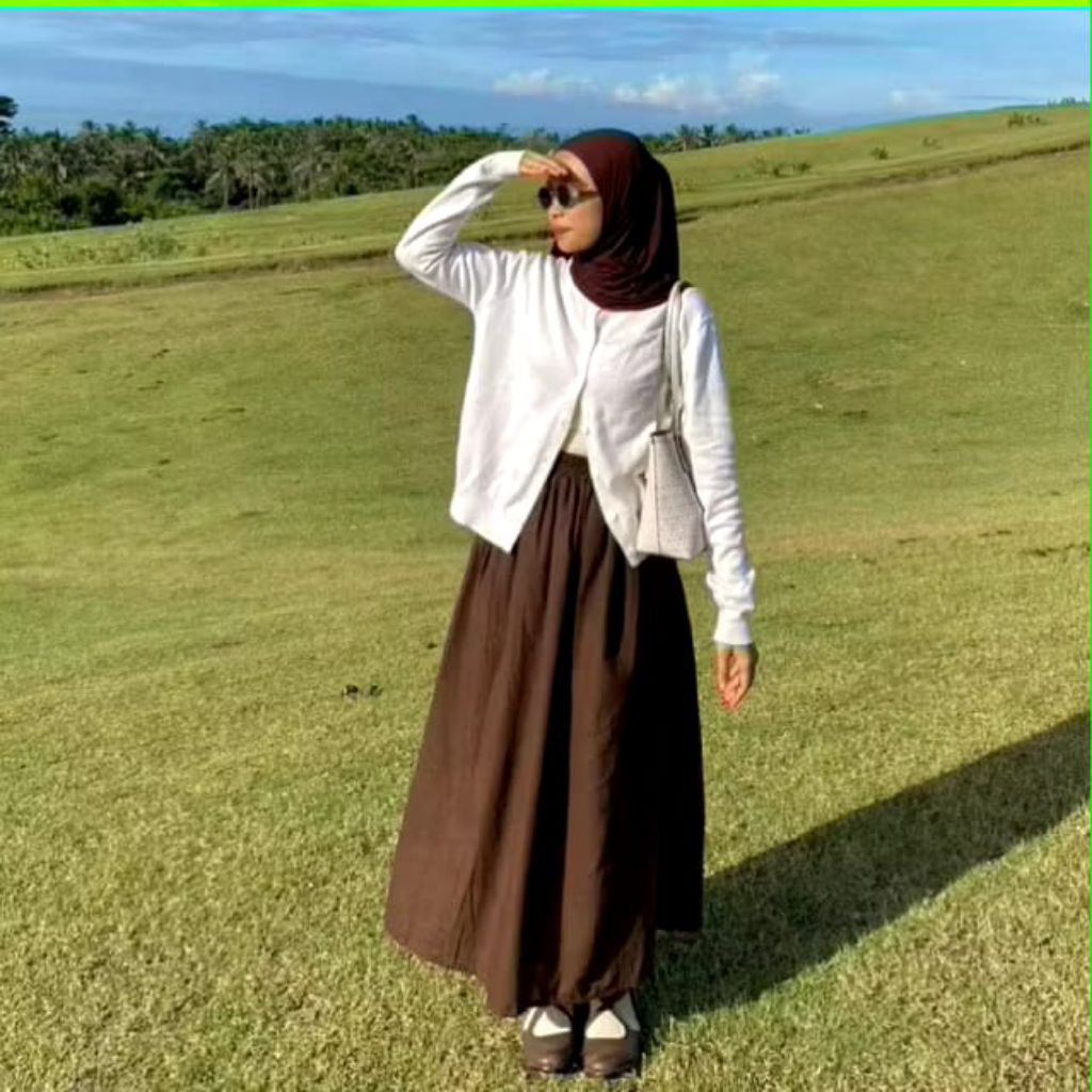 Cania Skirt ผู้หญิง Basic Linen กระโปรง - Modern Minimalist Casual Korean Look กระโปรงยาว By Nurfa