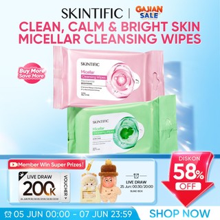 [BUY 5 SAVE MORE] SKINTIFIC | Micellar Cleansing  Wipes - 10 Sheets | -Cleansing Tissue Makeup Remover Wipes Niacinamide Brightening & Centella Acne Care Micellar Water