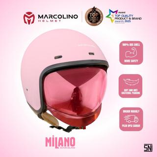 Helm Marcolino Milano [ Milano Pastel Pink ] Helm Retro Bogo cewe wanita aesthetic Marcolino Milano Pastel Edition SNI Motorcycle