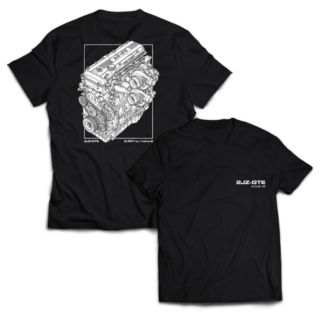 JDM Supra 2JZ GTE เครื่องยนต์ชายเสื้อยืดผู้ใหญ่ Unisex Top PakeKaos