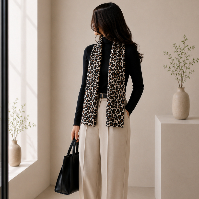 KATUN REFA - ขนาดยาว LEOPARD ผ้าพันคอพรีเมี่ยม LEOPARD ผ้าพันคอ unisex ผ้าพันคอสีน้ําตาลคอผ้าพันคอพร
