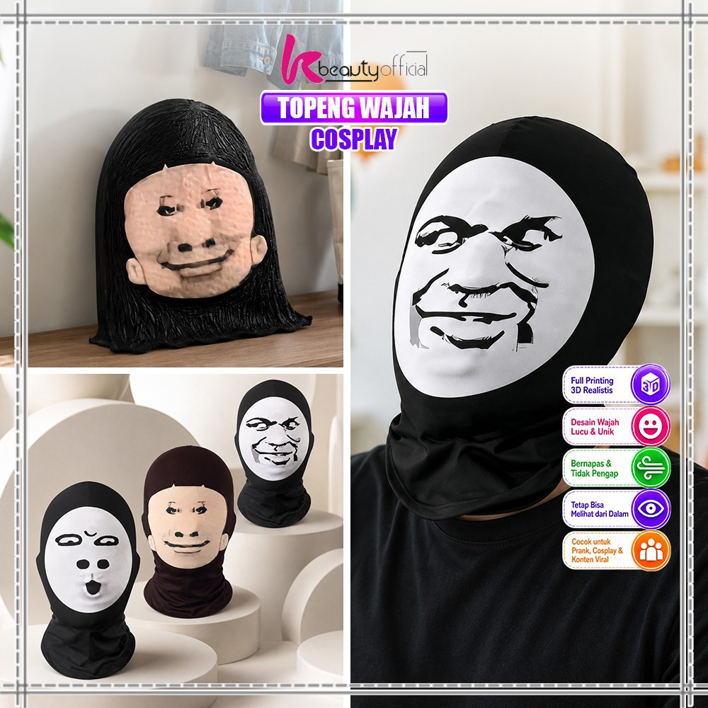 KB-C649 น่ารักน่าเกลียด Face Mask ที่ไม่ซ้ํากัน Creative Abstract Face Expression Mask / คอสเพลย์ Pr