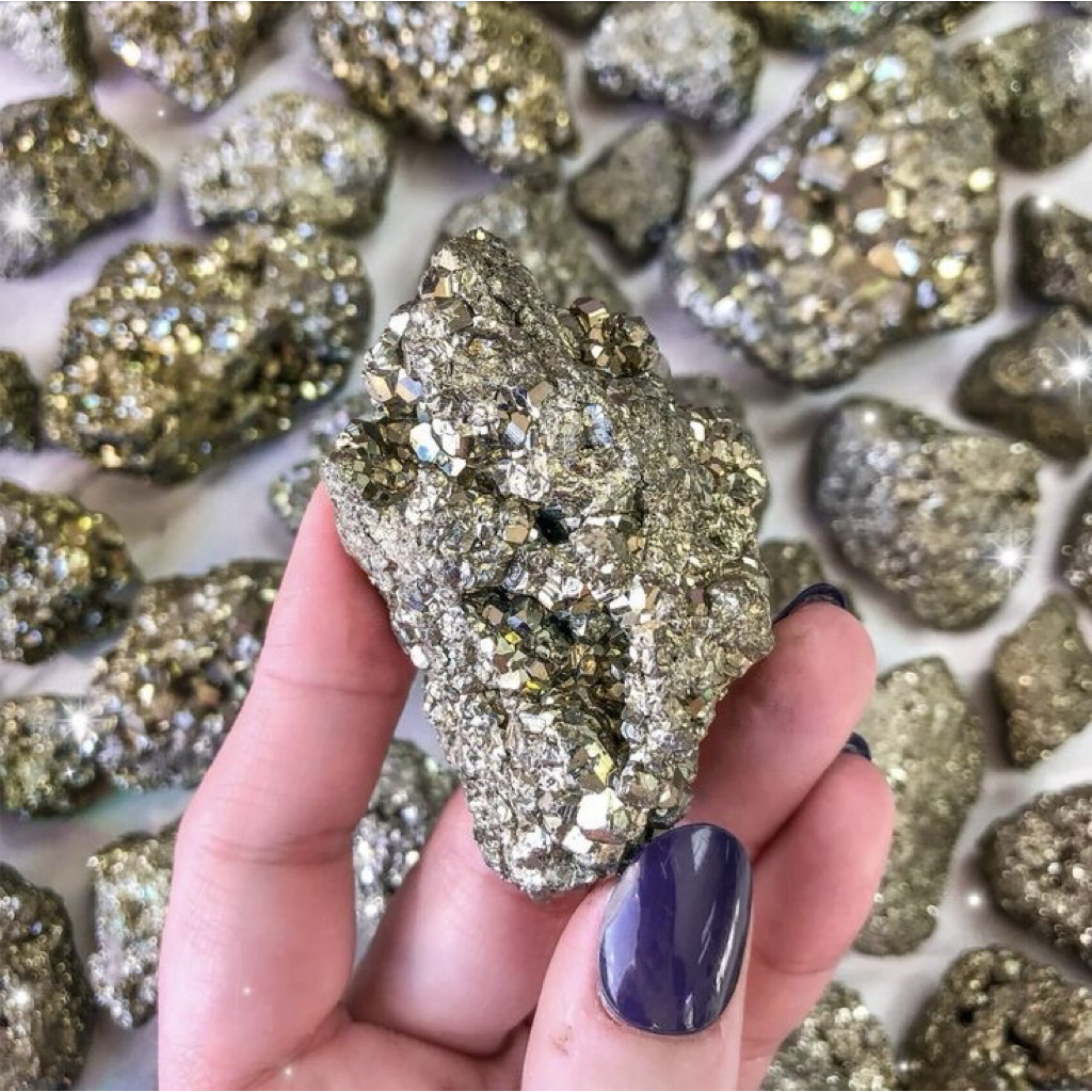 CRYSTALMINE Pyrite Crystal Raw / Peruvian Cube Raw Gold Crystal Gold Healing Stone Crystals