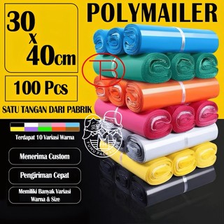 Fumu Plastik Packing Baju 30X40CM / Polymailer Olshop LDPE Glossy Isi 100Pcs Lem Perekat Murah Grosir