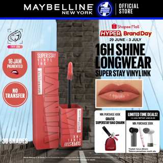 [NEW LIMITED 5 RACING SHADES] MAYBELLINE OFFICIAL Superstay Vinyl Ink 4.2 ml - Shiny Pigmented Liquid Lipstik Lipstick Make Up Lipcream Longlasting Waterproof Tahan Lama 16 Jam Lipstik Lipgloss Lipbalm Liptint Lip Glossy