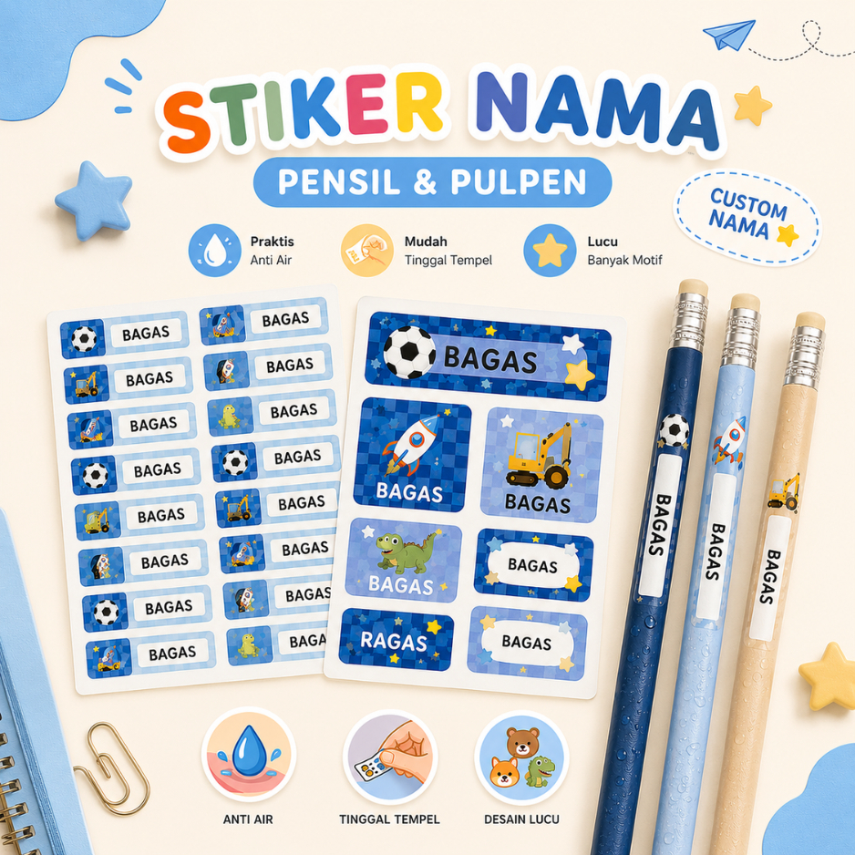 (BOUNDLING) CUSTOM NAME LABEL STICKER PENCIL BOOK STICKER