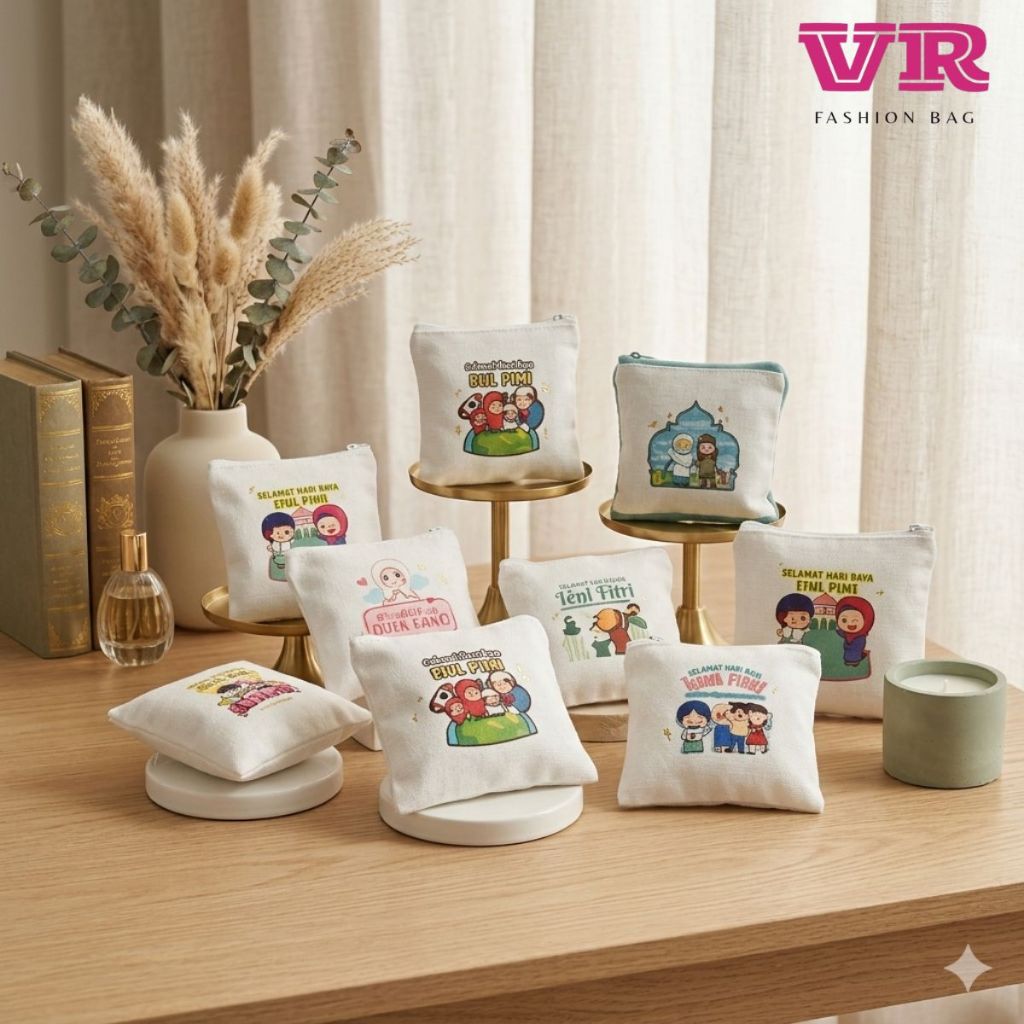 ล่าสุด Eid Envelopes 12 ชิ้นสีขาวซิป Angpau Wallet DTF by Vara Bag