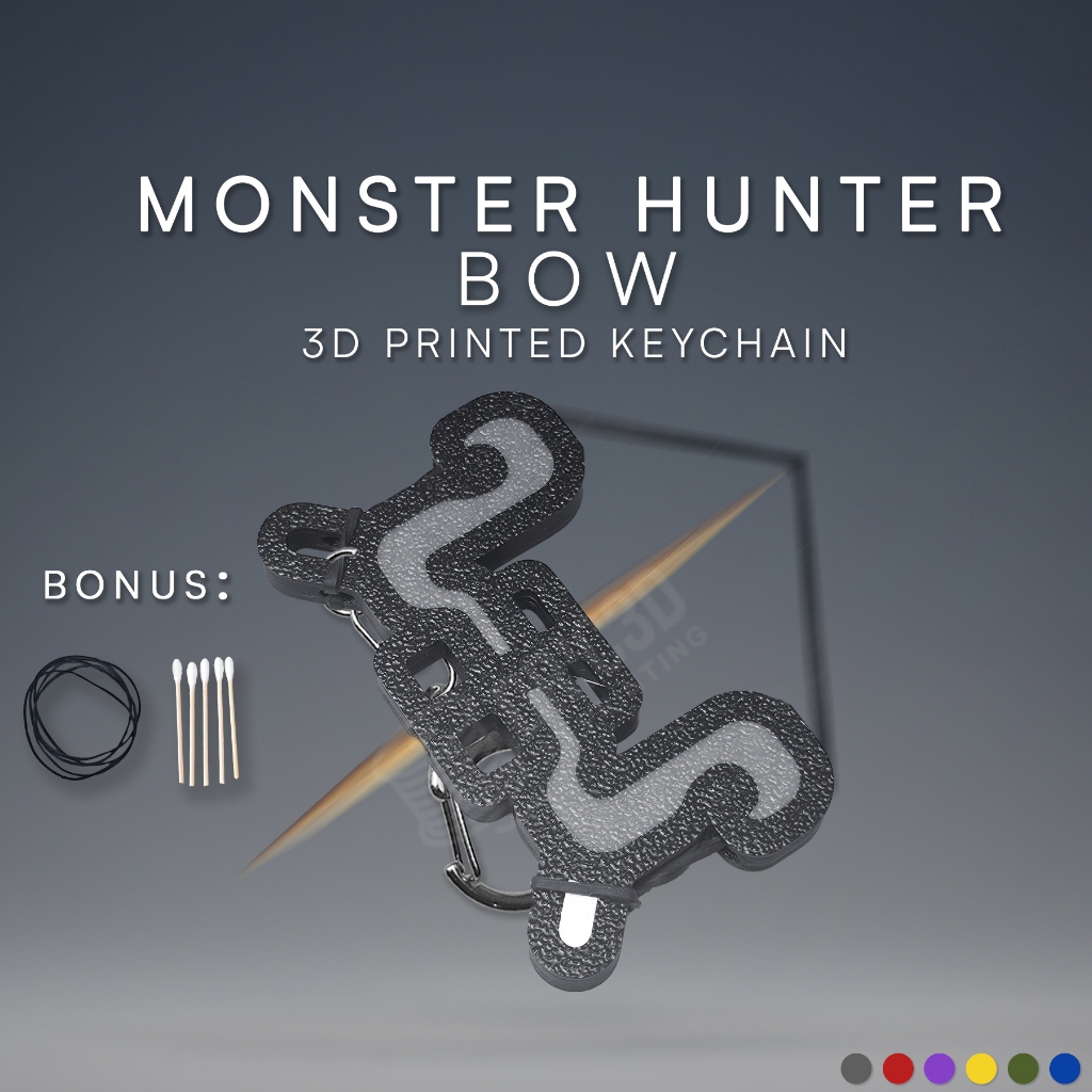 GANTUNGAN Monster Hunter Bow Fidget พวงกุญแจ - 3D พิมพ์พวงกุญแจ Gamer คอลเลกชันของเล่นพวงกุญแจ MH Wi
