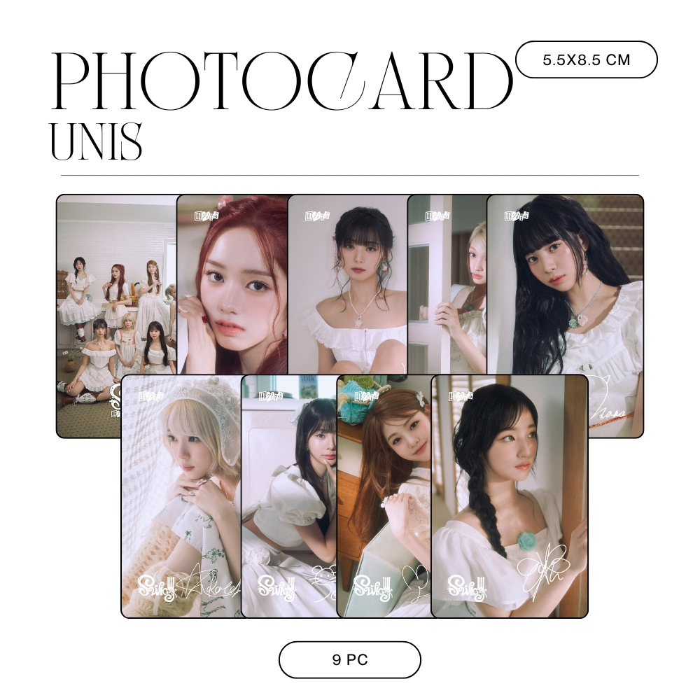 HOLOGRAM PHOTOCARD UNIS SWICY 9 ชิ้น KPOP UNOFFICIAL ELiziA HYEONJU YOONA GEHLEE KOTOKO SEOWON YUNHA