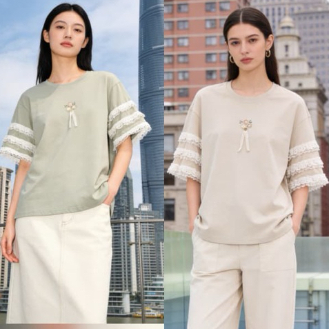 Muye harajuku นําเข้าเสื้อยืดผู้หญิง