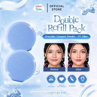 TWINPACK Pigeon Teens Everyday Compact Powder UV Refill |Bedak Padat Remaja|Natural Finish Look |Hypoallergenic