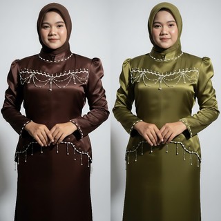 Olivia Dress Satin Silk Premium Dress Kondangan Mewah Payet Mutiara Baju Pesta Muslimah Modern Dress Bridesmaid Lamaran Lebaran Terbaru