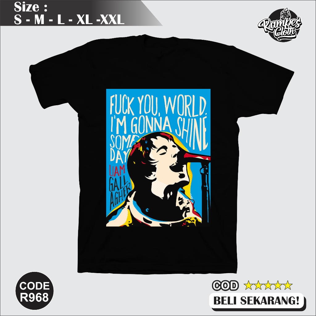 เสื้อยืด Oasis Liam Gallagher Distro - เสื้อยืด Liam Gallagher - เสื้อยืด Oasis Cotton Combed 30s R9