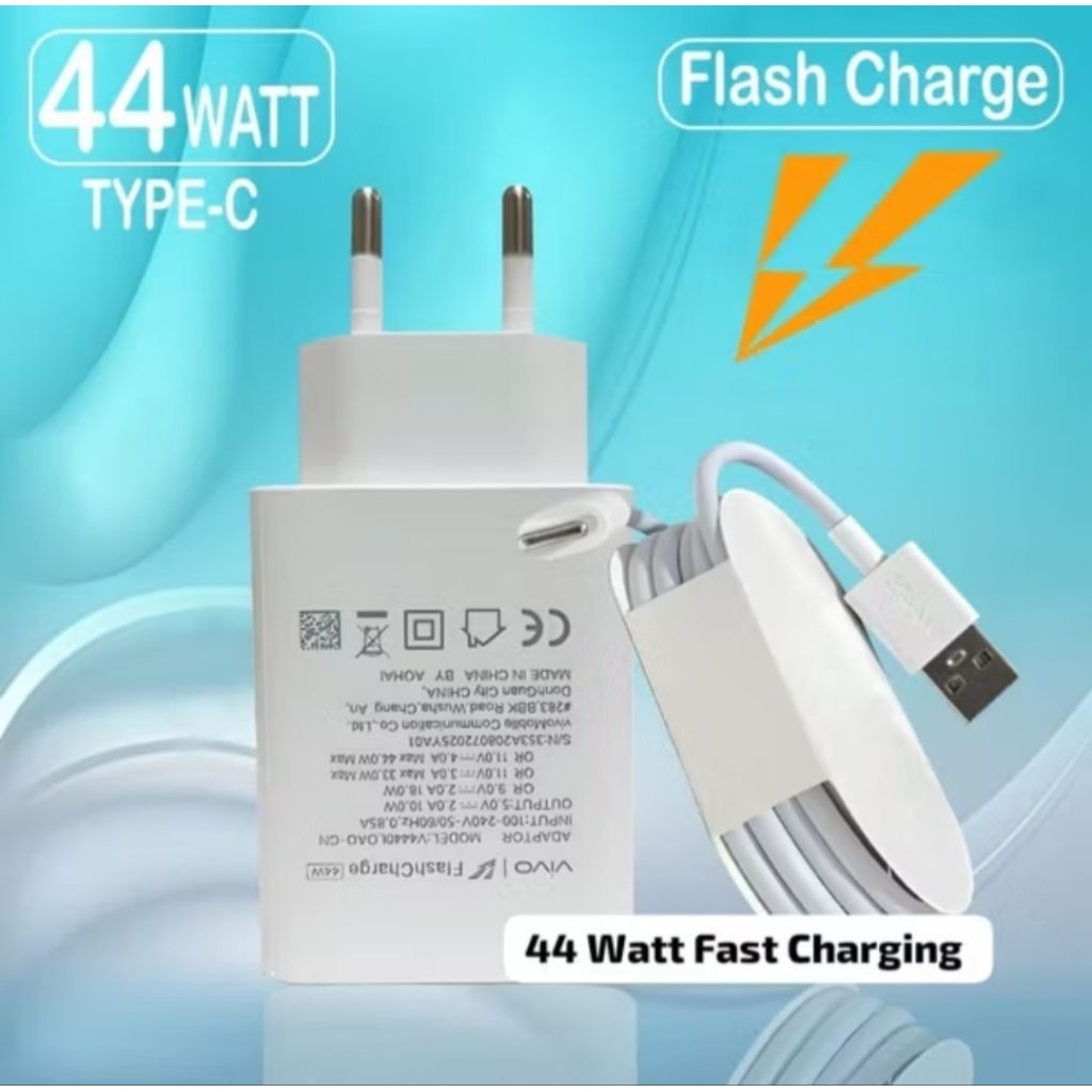 Vivo Type c 44W Fast Charger Vivo V23 V21 V25pro original Casan อะแดปเตอร์ Vivo 44W Charger Casan Vi