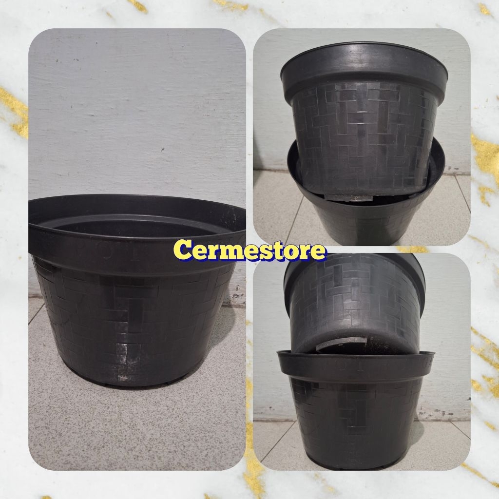 MT POT UK 30 CM สีดํา