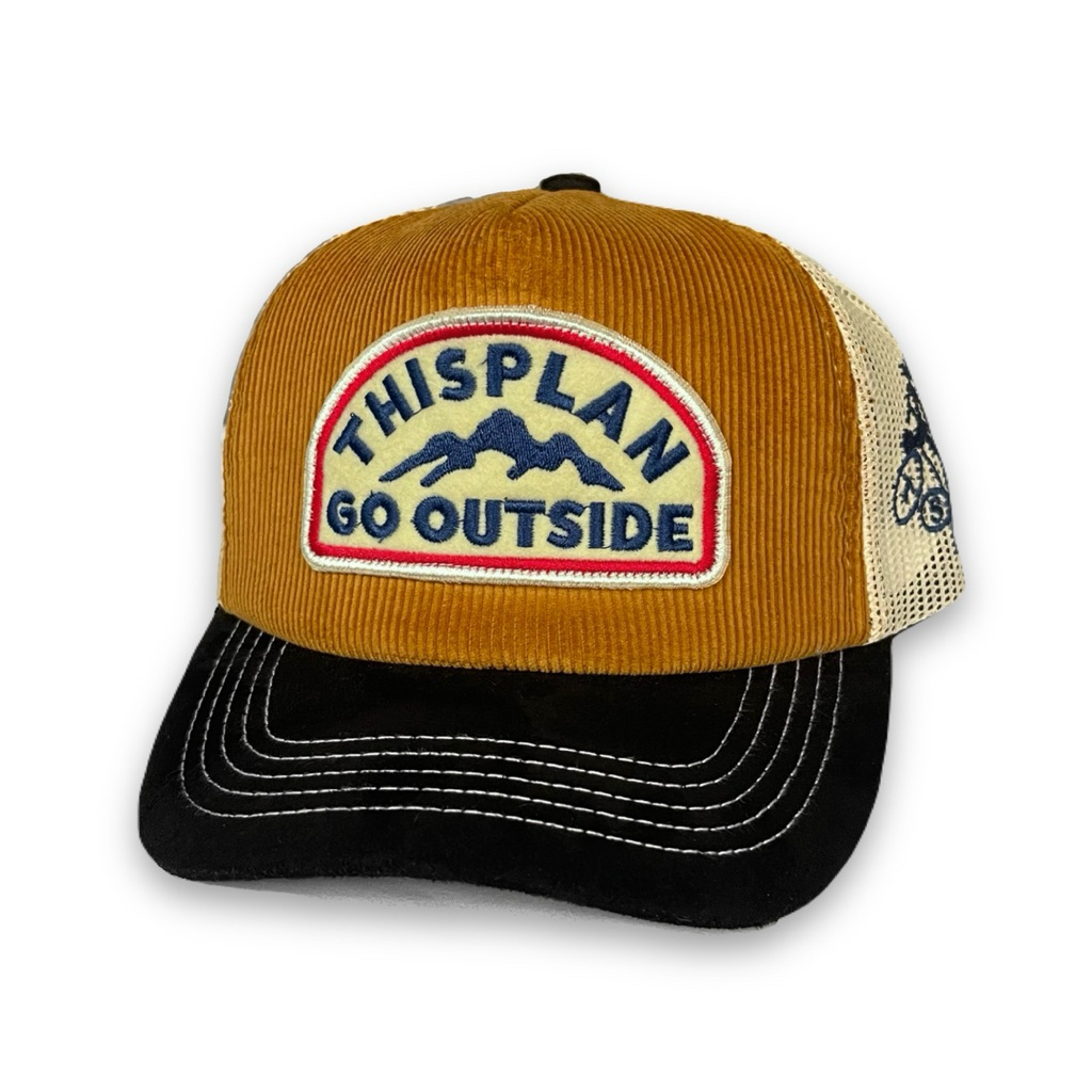 หมวก Corduroy Trucker Mustard Black Outside Thisplan