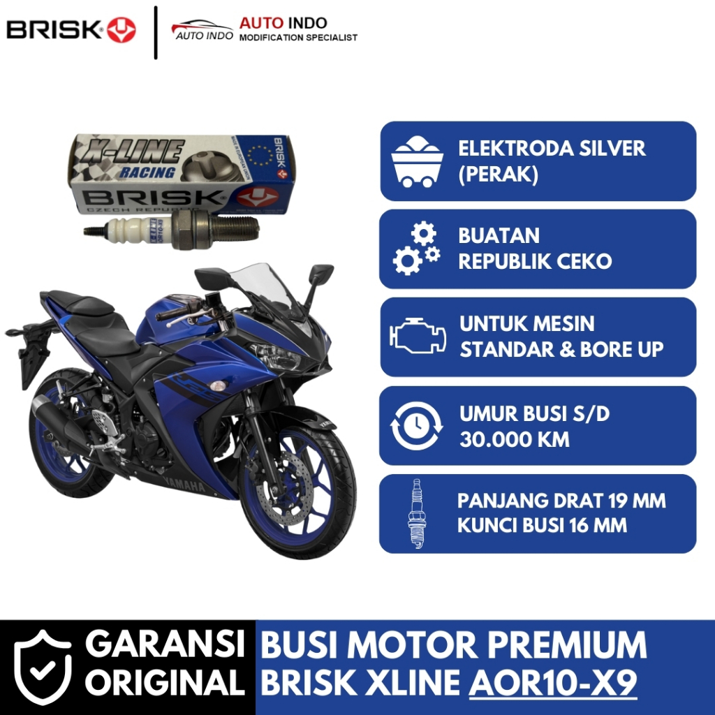 Xline Racing AOR10-X9 หัวเทียนรถจักรยานยนต์สําหรับ Yamaha R25 | ประกัน Brisk ดั้งเดิม