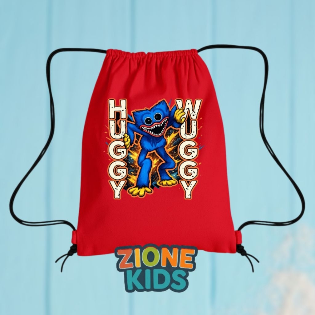 Huggy Wuggy Custom Name Childrens Drawstring Bag – Cartoon Character Childrens Drawstring Bag FREE N
