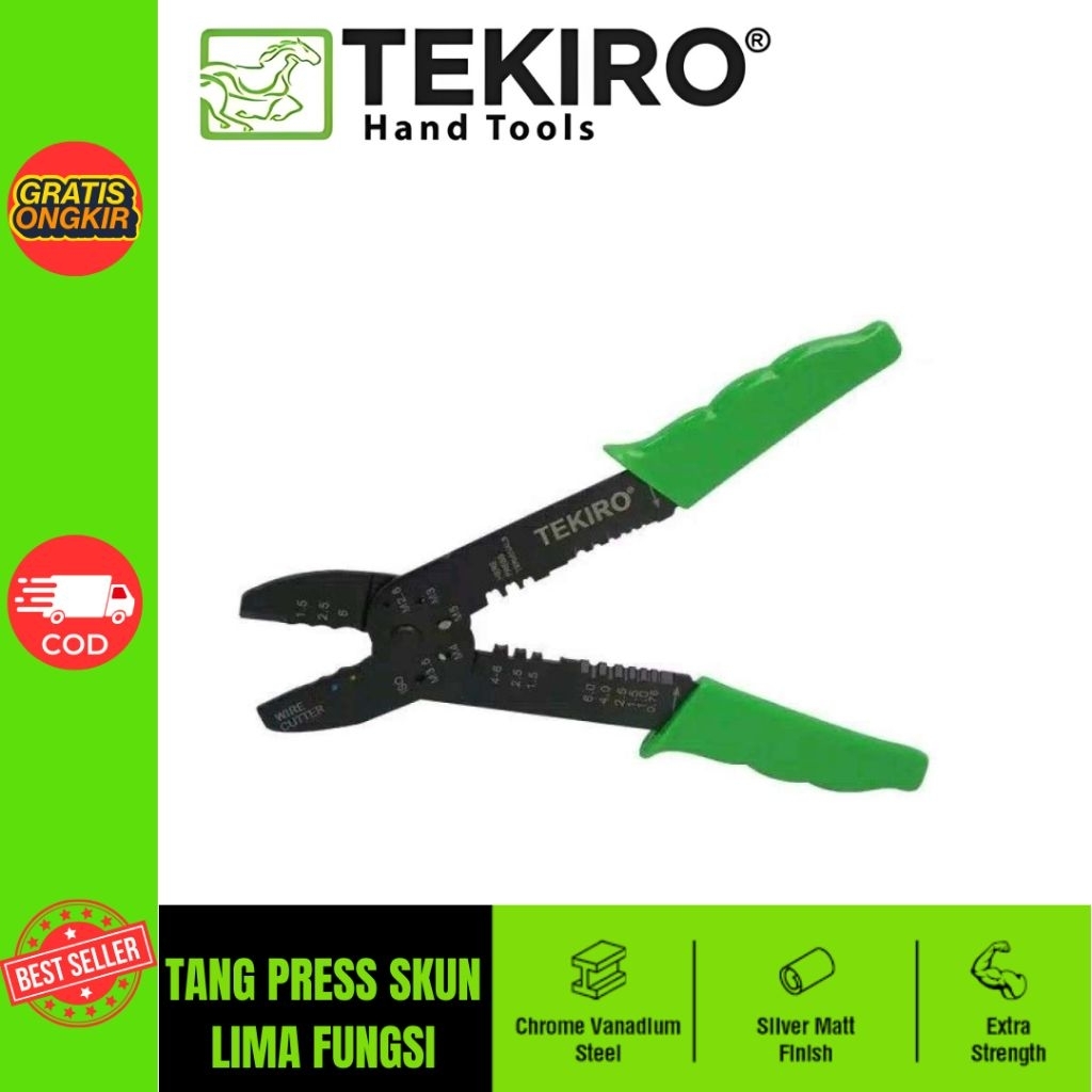TEKIRO 9 นิ้ว Five Way Deluxe Crimping Tool